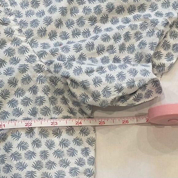 Goodfellow & Co. Cotton Palm Leaf Short Sleeve Button Down Shirt White Blue XXL - Picture 9 of 10